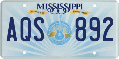 MS license plate AQS892