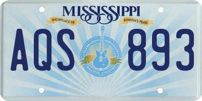MS license plate AQS893