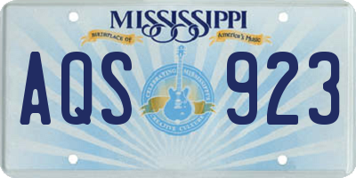 MS license plate AQS923