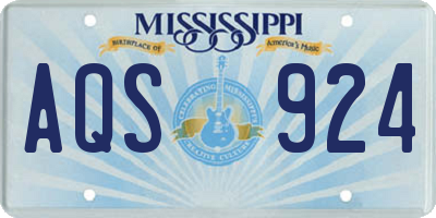 MS license plate AQS924