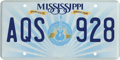 MS license plate AQS928