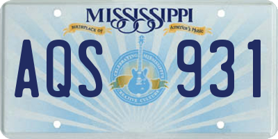 MS license plate AQS931