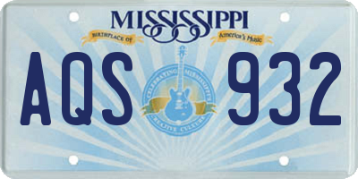 MS license plate AQS932
