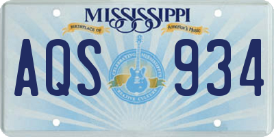 MS license plate AQS934