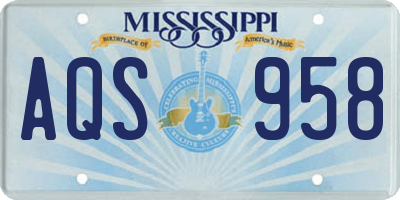MS license plate AQS958