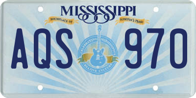 MS license plate AQS970