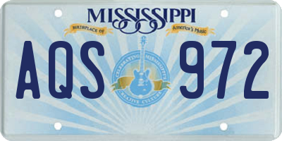 MS license plate AQS972