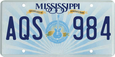 MS license plate AQS984