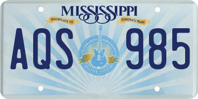 MS license plate AQS985