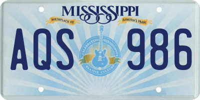 MS license plate AQS986