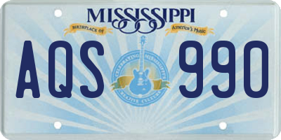MS license plate AQS990