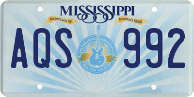 MS license plate AQS992