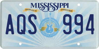 MS license plate AQS994