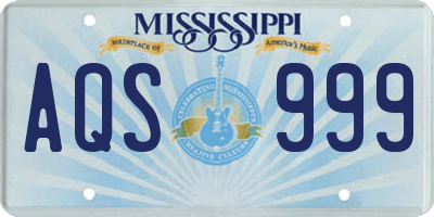 MS license plate AQS999
