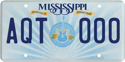 MS license plate AQT000