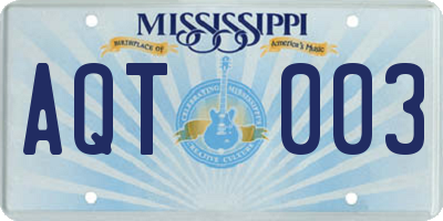 MS license plate AQT003