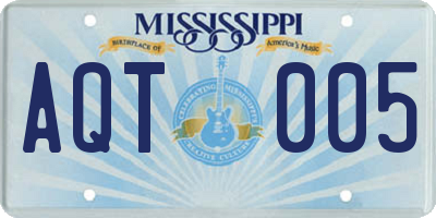 MS license plate AQT005