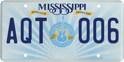 MS license plate AQT006