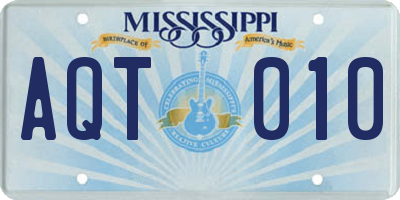 MS license plate AQT010