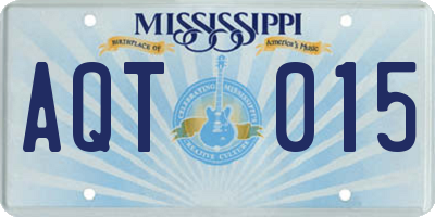 MS license plate AQT015