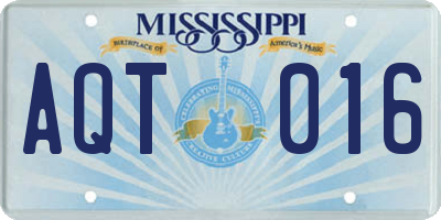 MS license plate AQT016