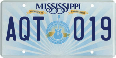 MS license plate AQT019