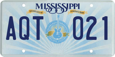 MS license plate AQT021