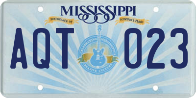 MS license plate AQT023
