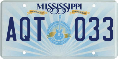 MS license plate AQT033