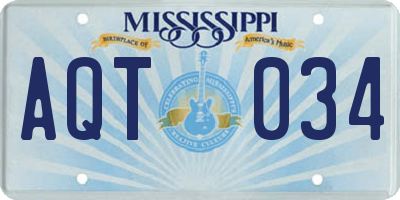 MS license plate AQT034