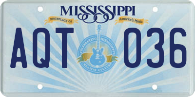 MS license plate AQT036