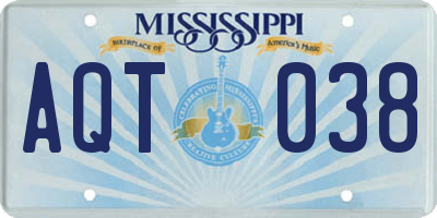 MS license plate AQT038