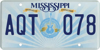 MS license plate AQT078