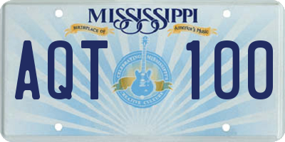 MS license plate AQT100