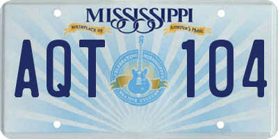 MS license plate AQT104