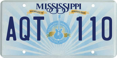 MS license plate AQT110