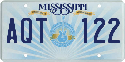 MS license plate AQT122