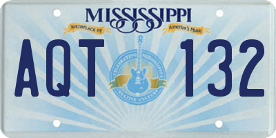 MS license plate AQT132