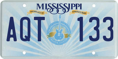 MS license plate AQT133