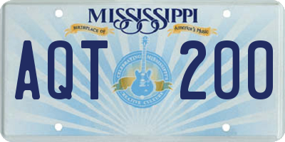 MS license plate AQT200