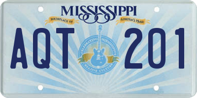 MS license plate AQT201