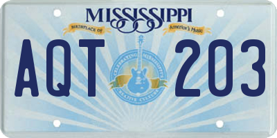 MS license plate AQT203