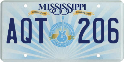 MS license plate AQT206