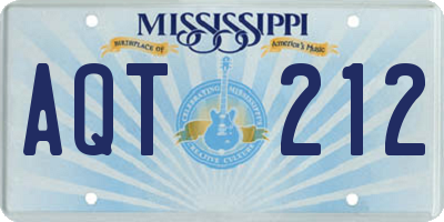 MS license plate AQT212