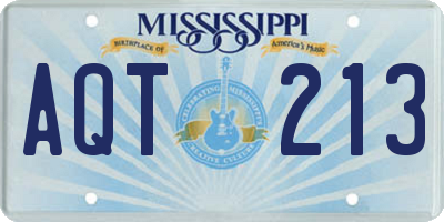 MS license plate AQT213