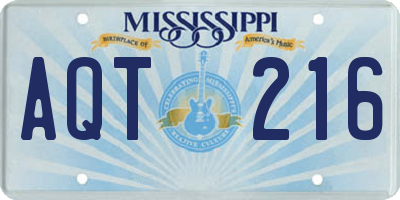 MS license plate AQT216