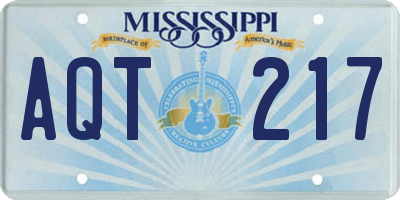 MS license plate AQT217