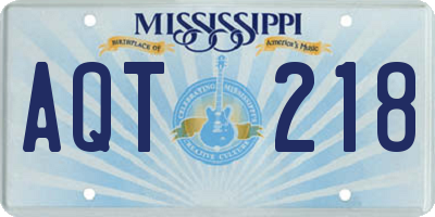 MS license plate AQT218