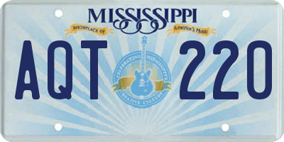 MS license plate AQT220