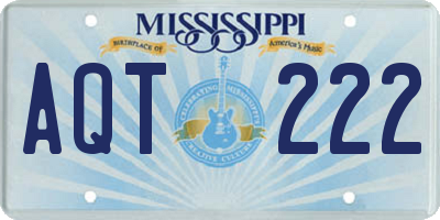 MS license plate AQT222